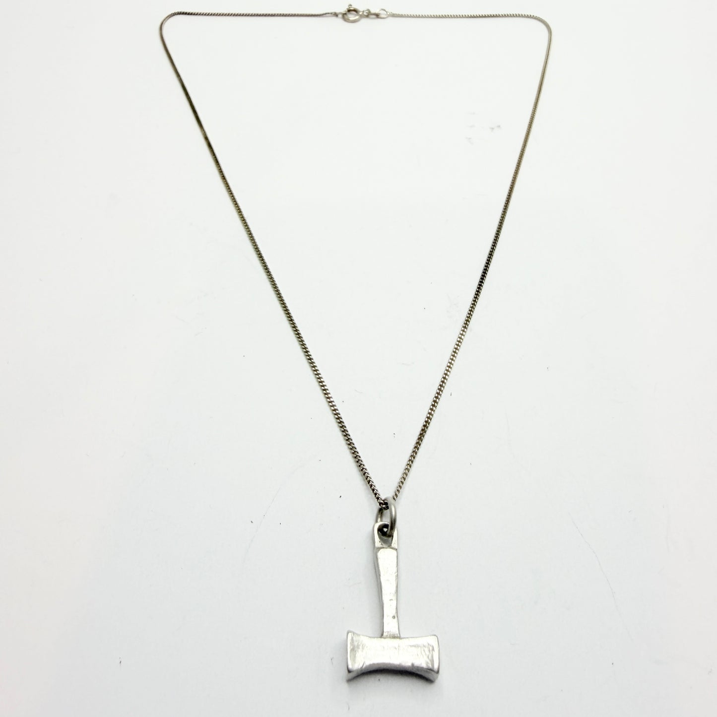 Sweden. Vintage Sterling Silver Thor's Hammer Viking Copy Pendant Necklace