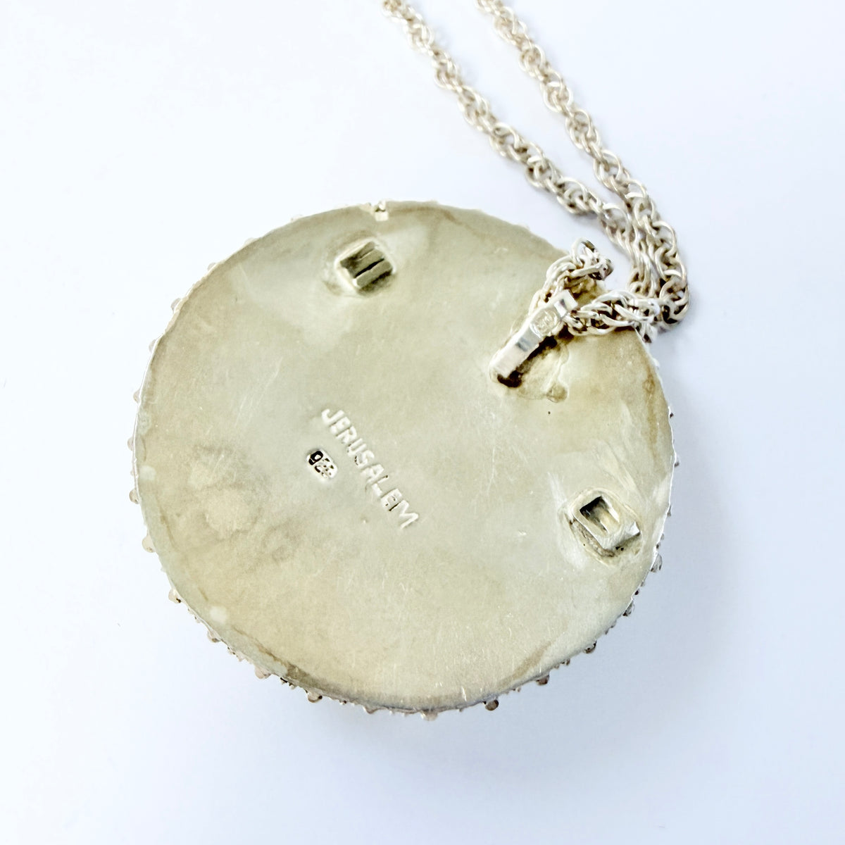 Jerusalem. Vintage Sterling Silver Eilat Stone Pendant Necklace.