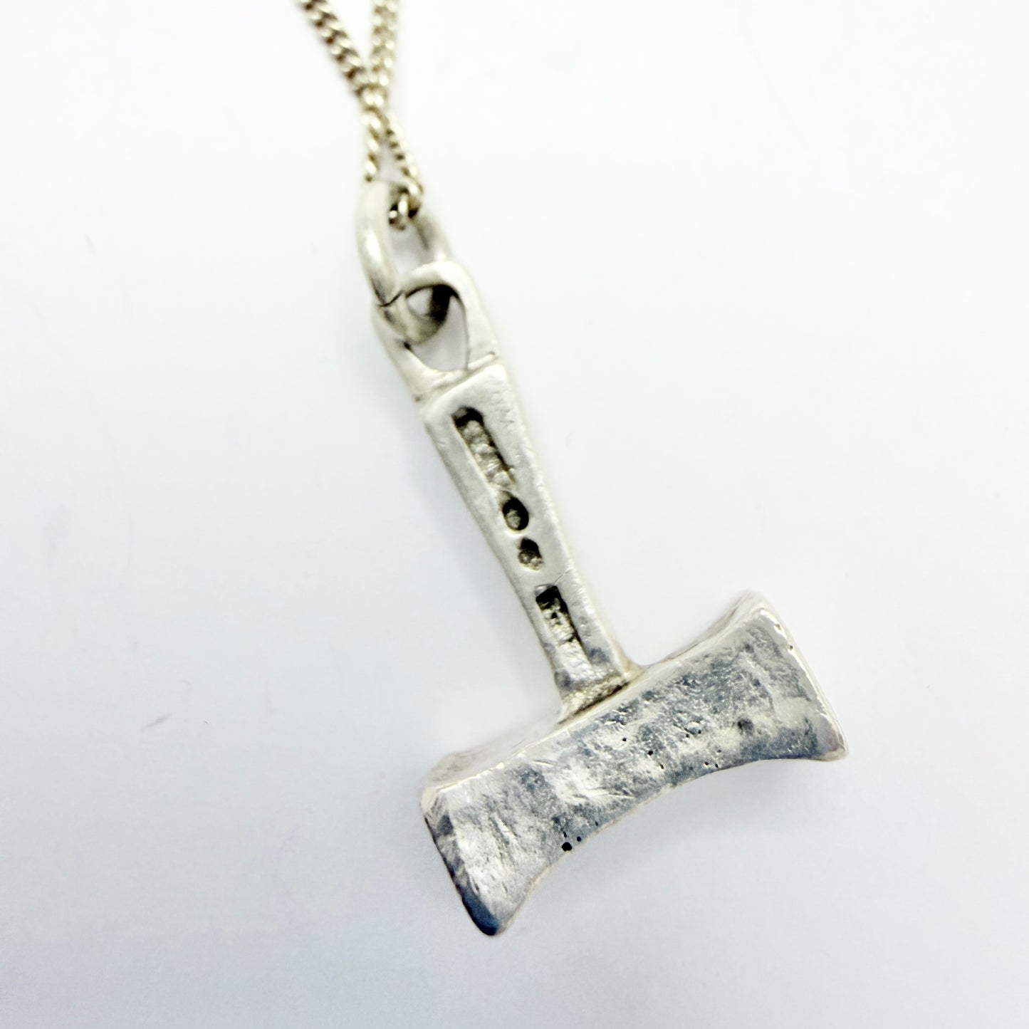 Sweden. Vintage Sterling Silver Thor's Hammer Viking Copy Pendant Necklace