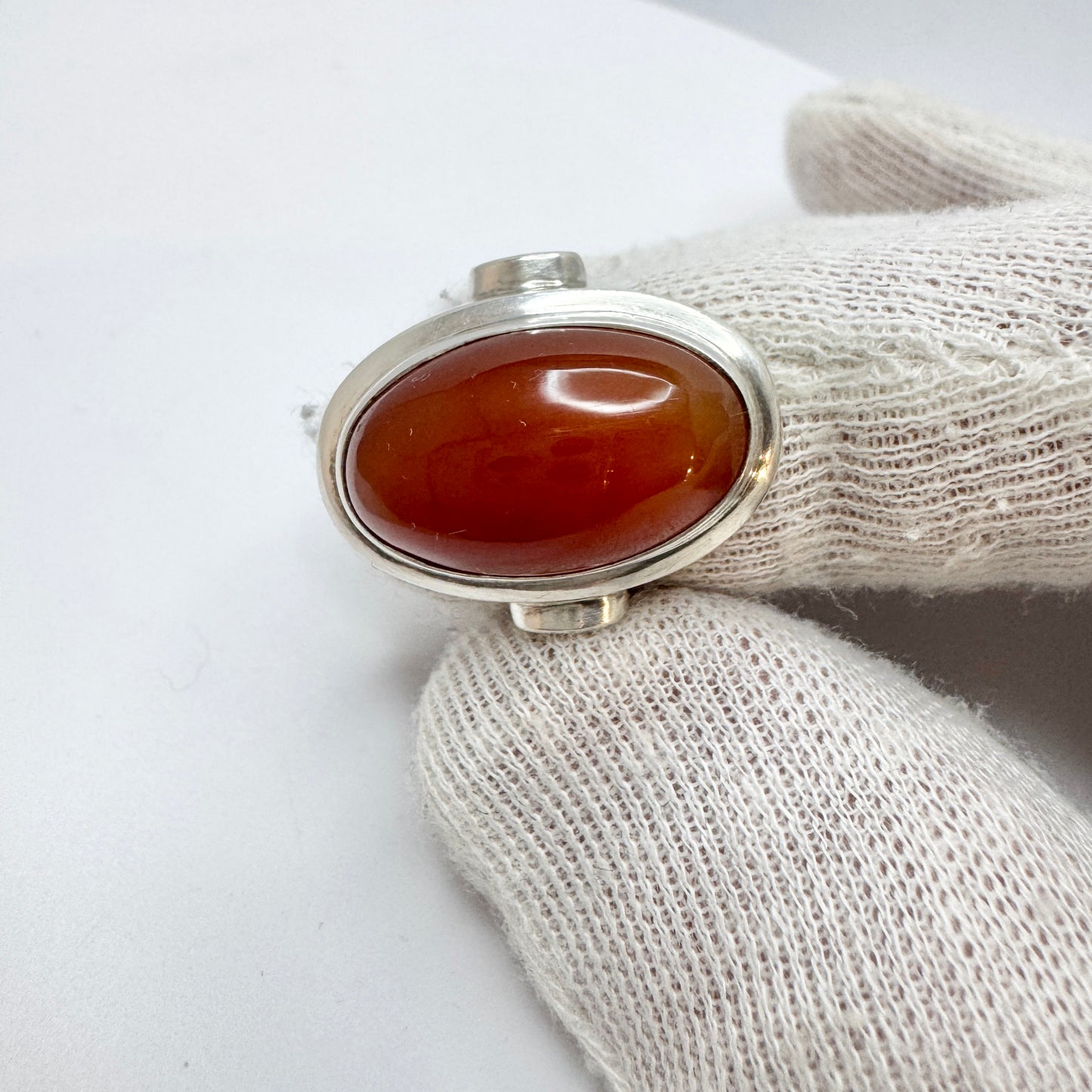 Frey & Co, Germany 1950-60s. Solid Silver Carnelian Ring.