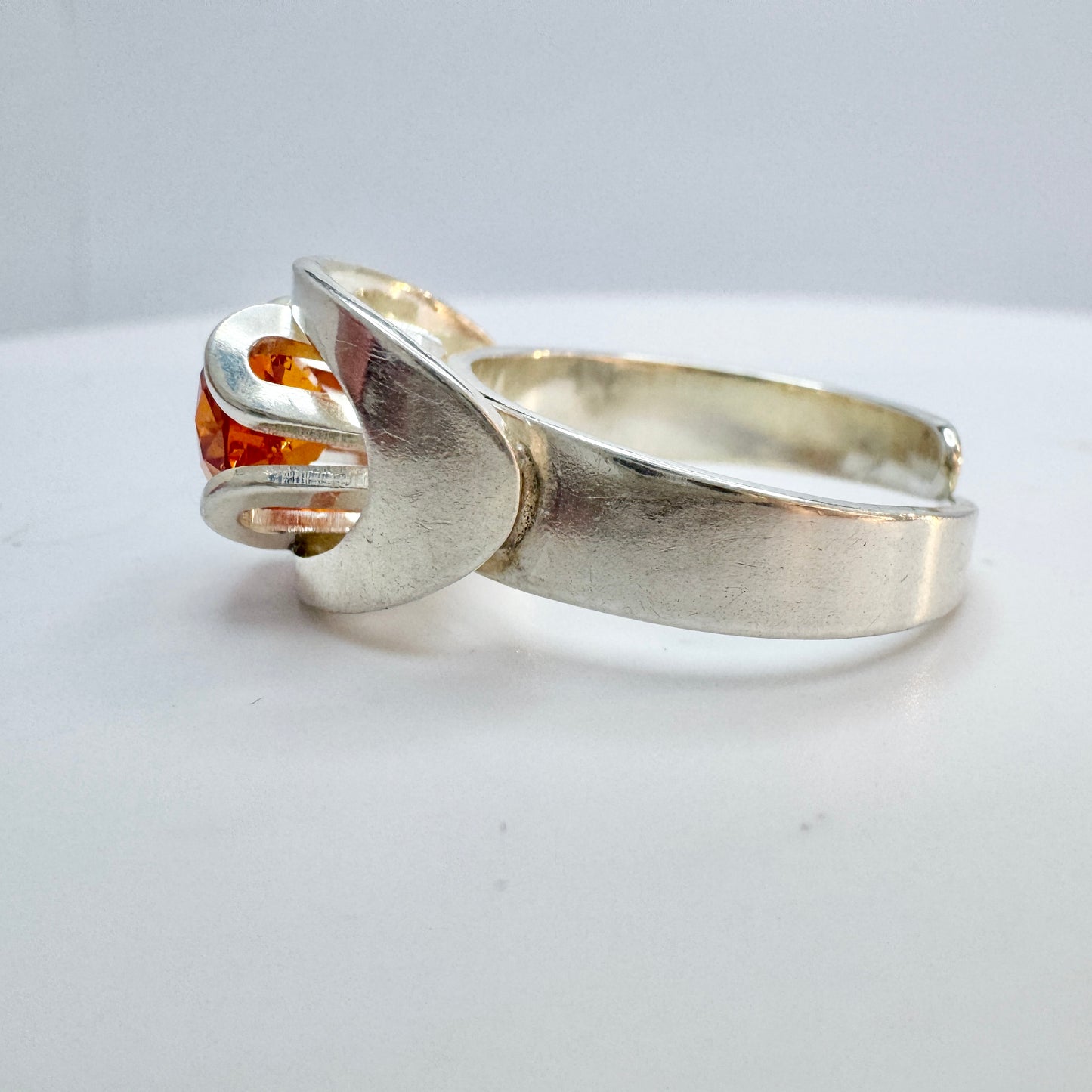 Brofod, Sweden 1975. Vintage Sterling Silver Synthetic Sapphire Ring.