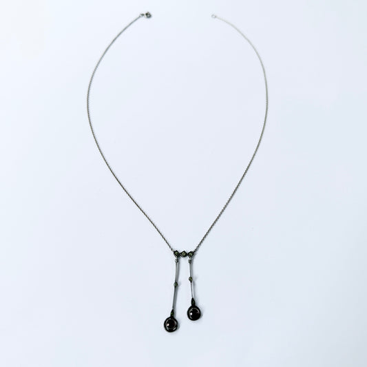 Antique ca 1920. Solid830 Silver Paste Stone Négligée Necklace