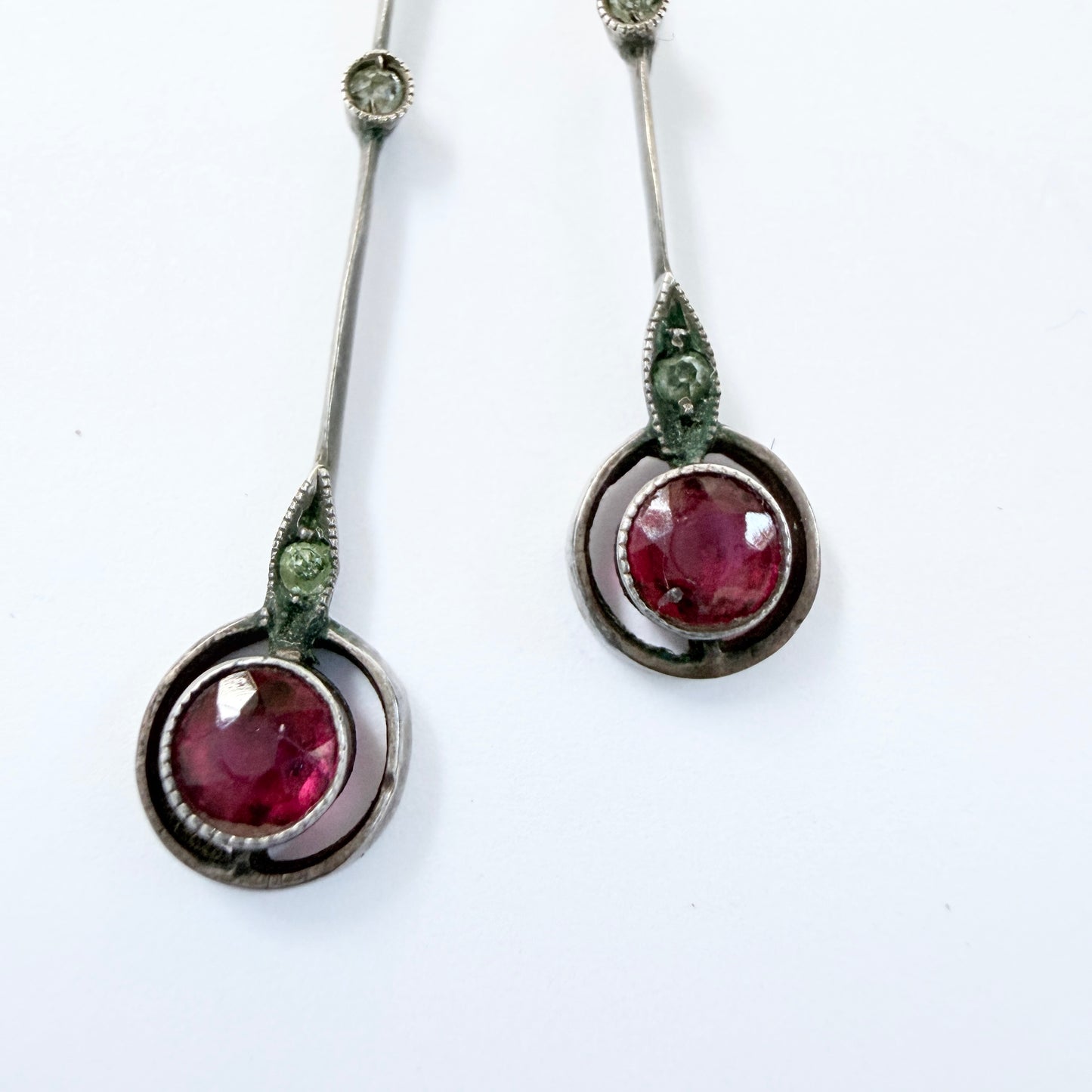 Antique ca 1920. Solid830 Silver Paste Stone Négligée Necklace