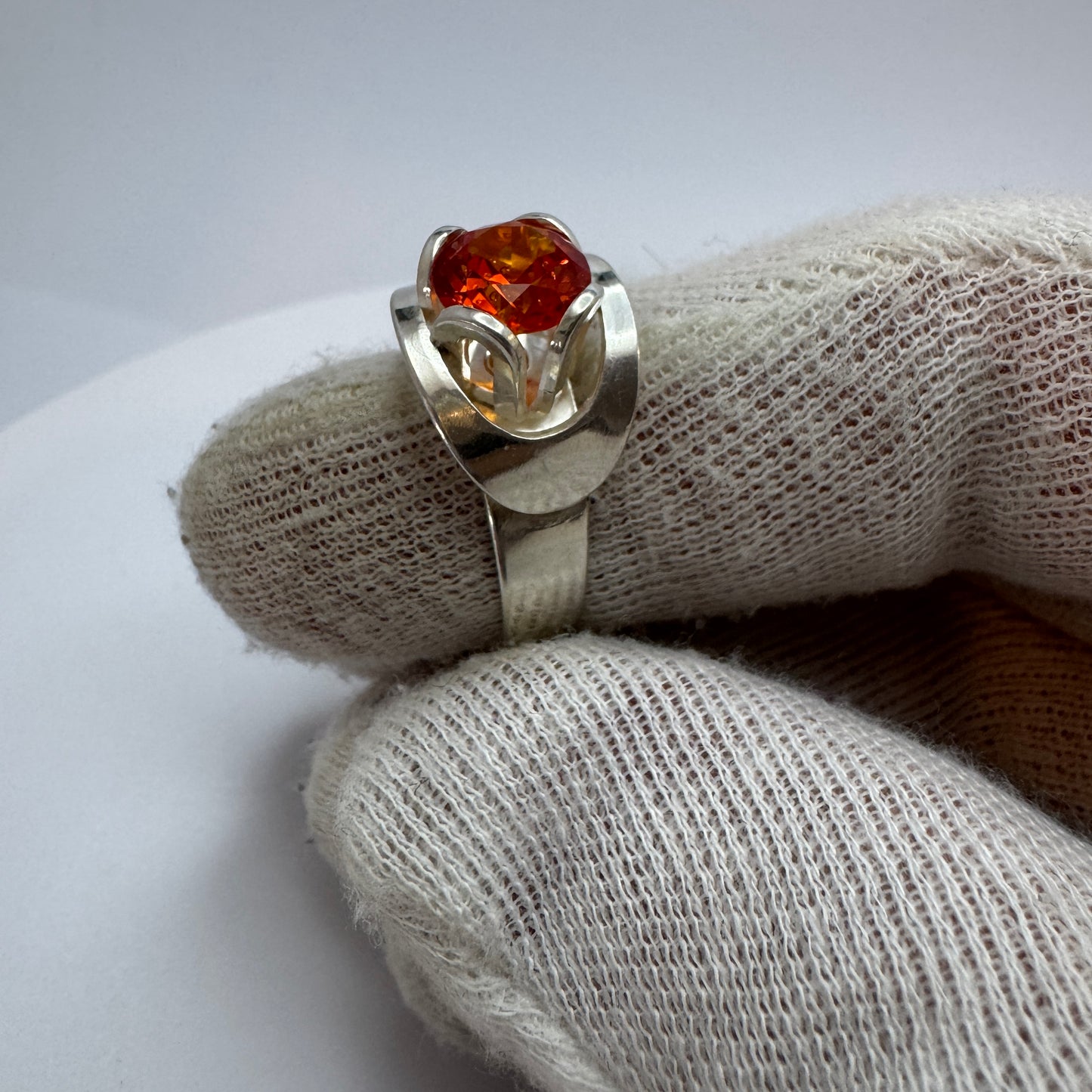 Brofod, Sweden 1975. Vintage Sterling Silver Synthetic Sapphire Ring.
