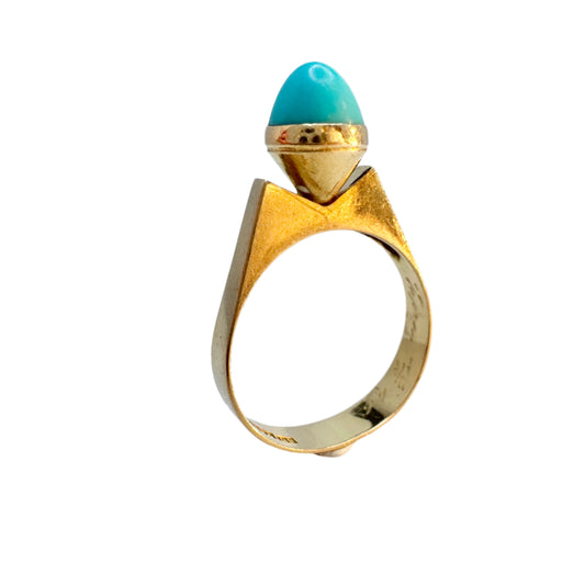 Alton, Sweden 1966. Vintage Space Age 18k Gold Turquoise Ring.