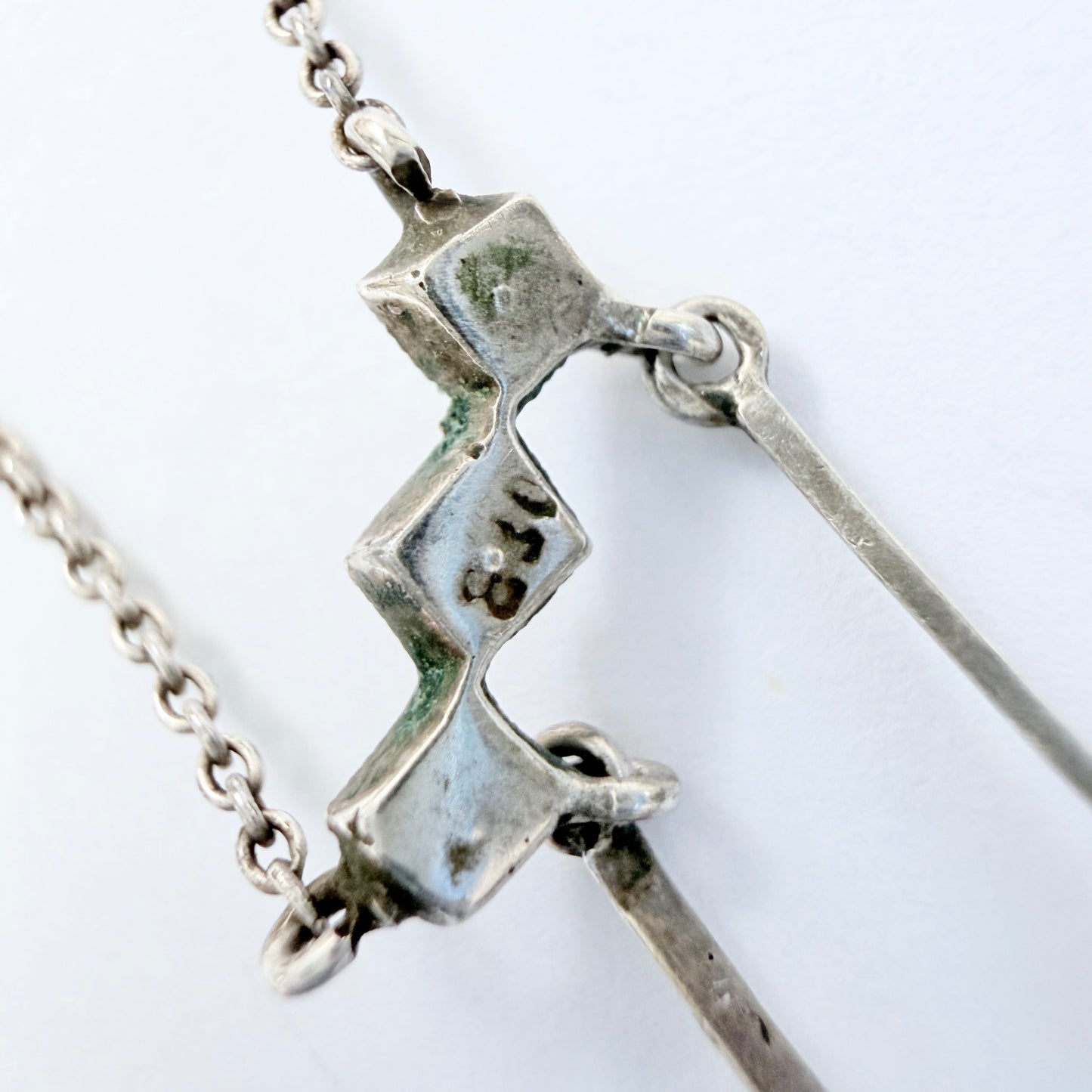 Antique ca 1920. Solid830 Silver Paste Stone Négligée Necklace
