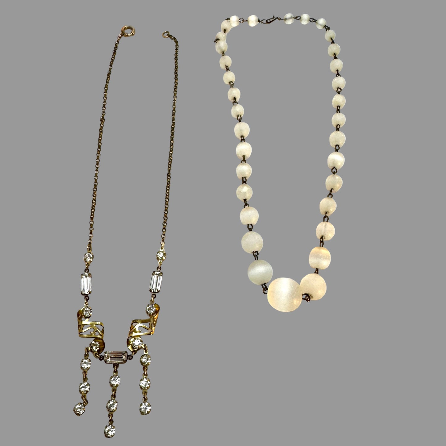 Two Vintage c 1940-50s Costume Jewelry Necklaces.