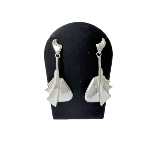 Alton, Sweden. Large Vintage ca 1980s Sterling Silver Earrings.