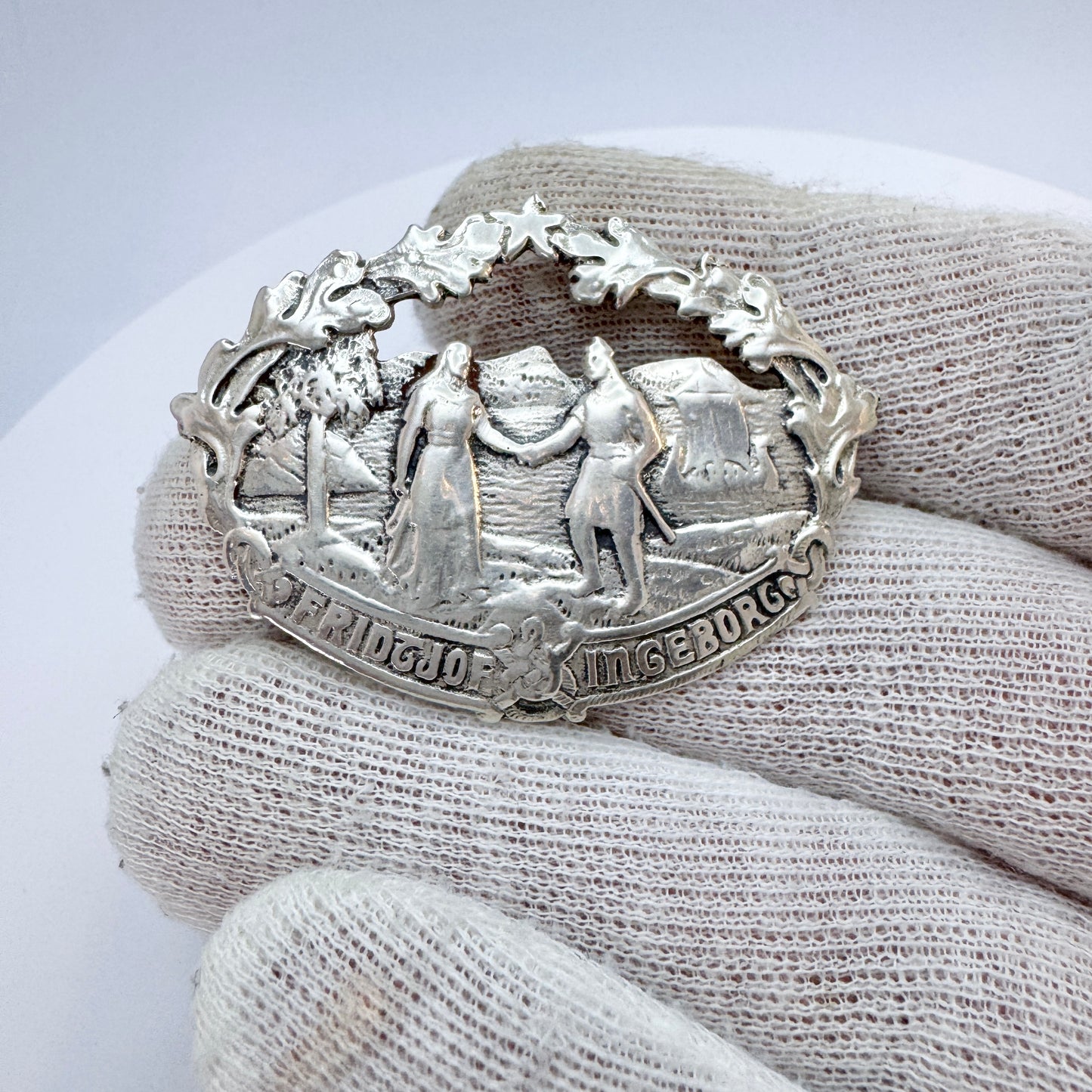 Nile Erik Elvik, Norway. Antique Solid Silver Brooch. Fridtjof & Ingeborg, a Viking-era Love Story