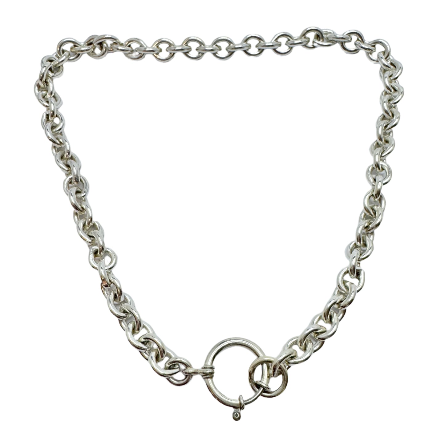 Chunky Vintage Sterling Silver 17" Watch Chain.