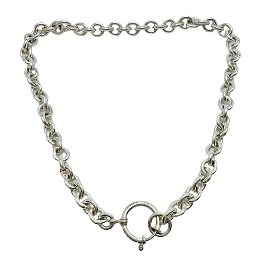 Chunky Vintage Sterling Silver 17" Watch Chain.