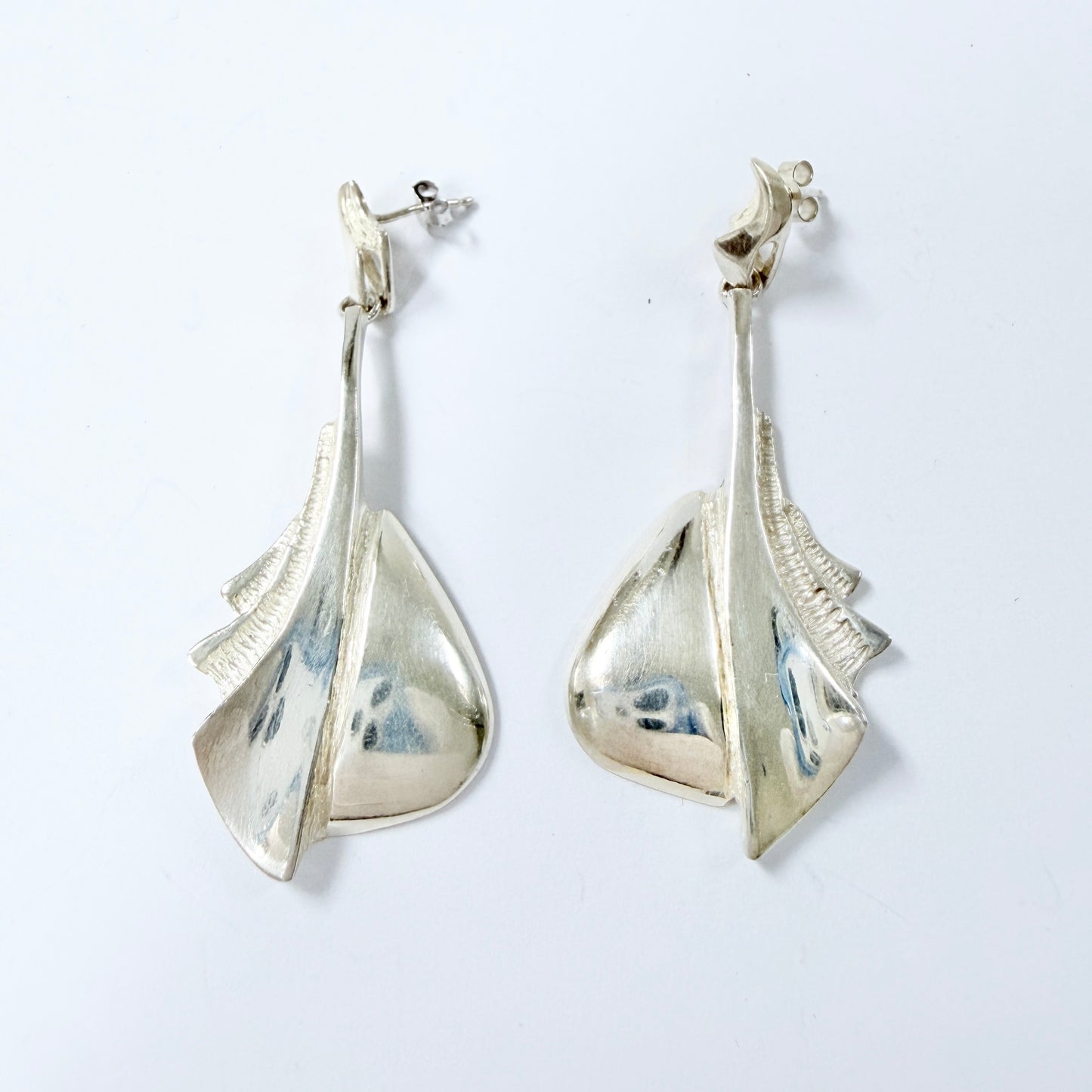 Alton, Sweden. Large Vintage ca 1980s Sterling Silver Earrings.