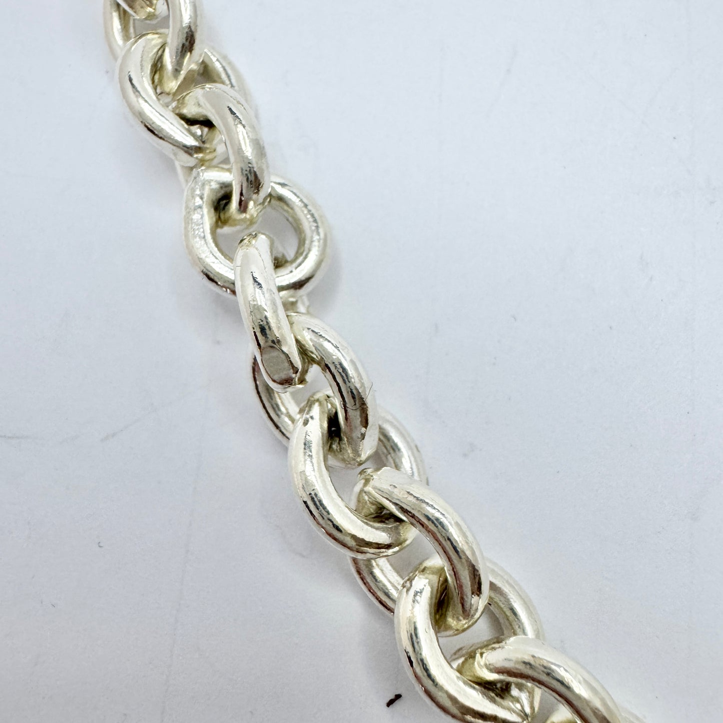 Chunky Vintage Sterling Silver 17" Watch Chain.