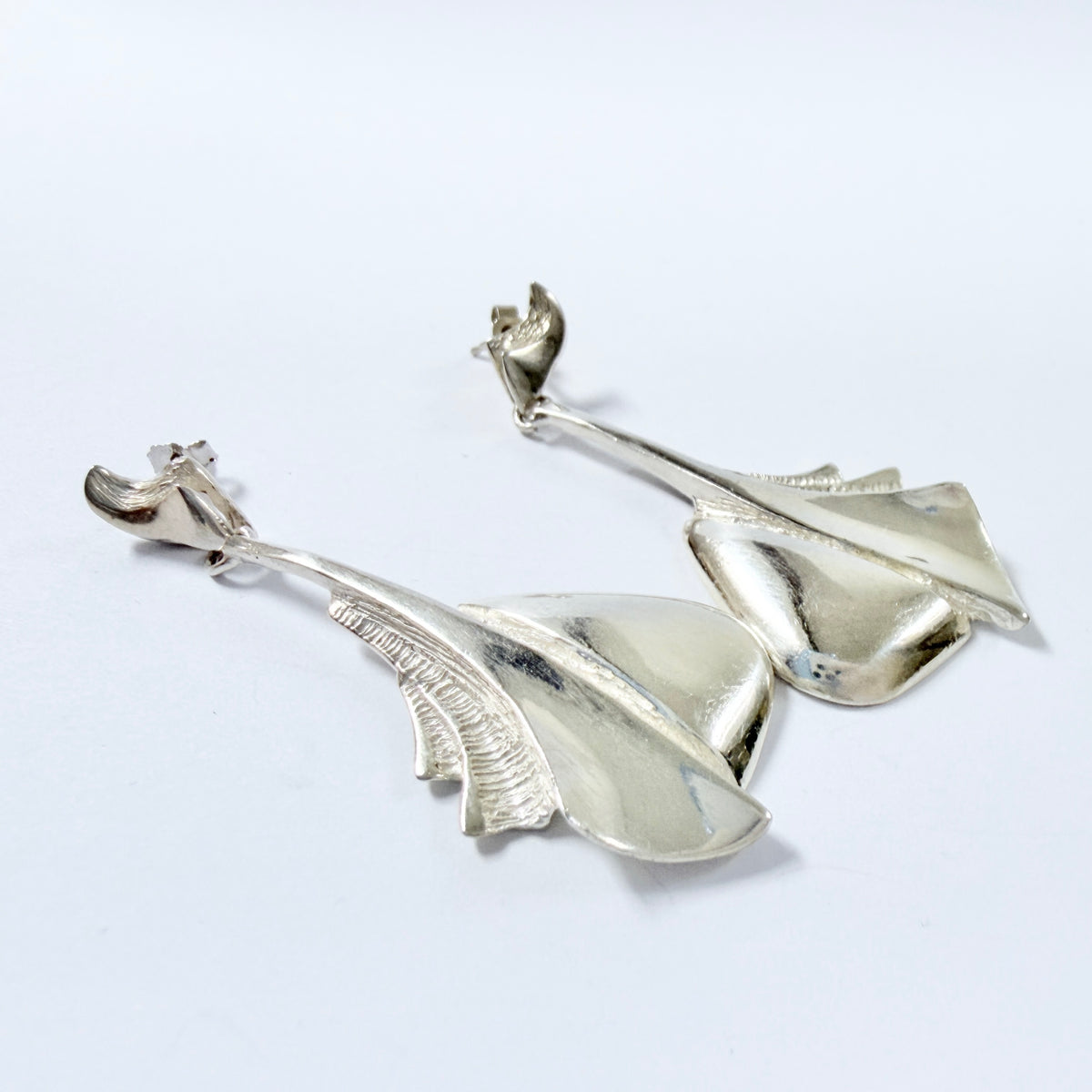 Alton, Sweden. Large Vintage ca 1980s Sterling Silver Earrings.