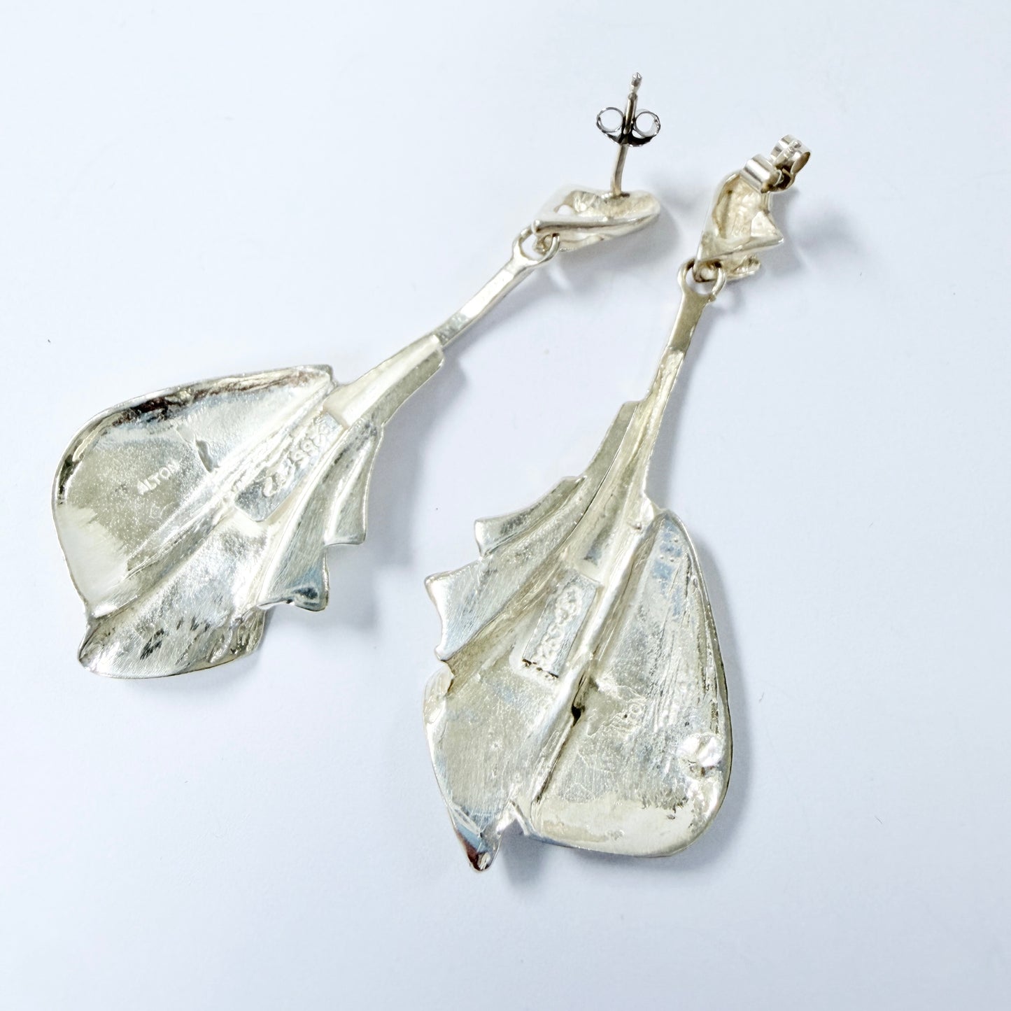 Alton, Sweden. Large Vintage ca 1980s Sterling Silver Earrings.