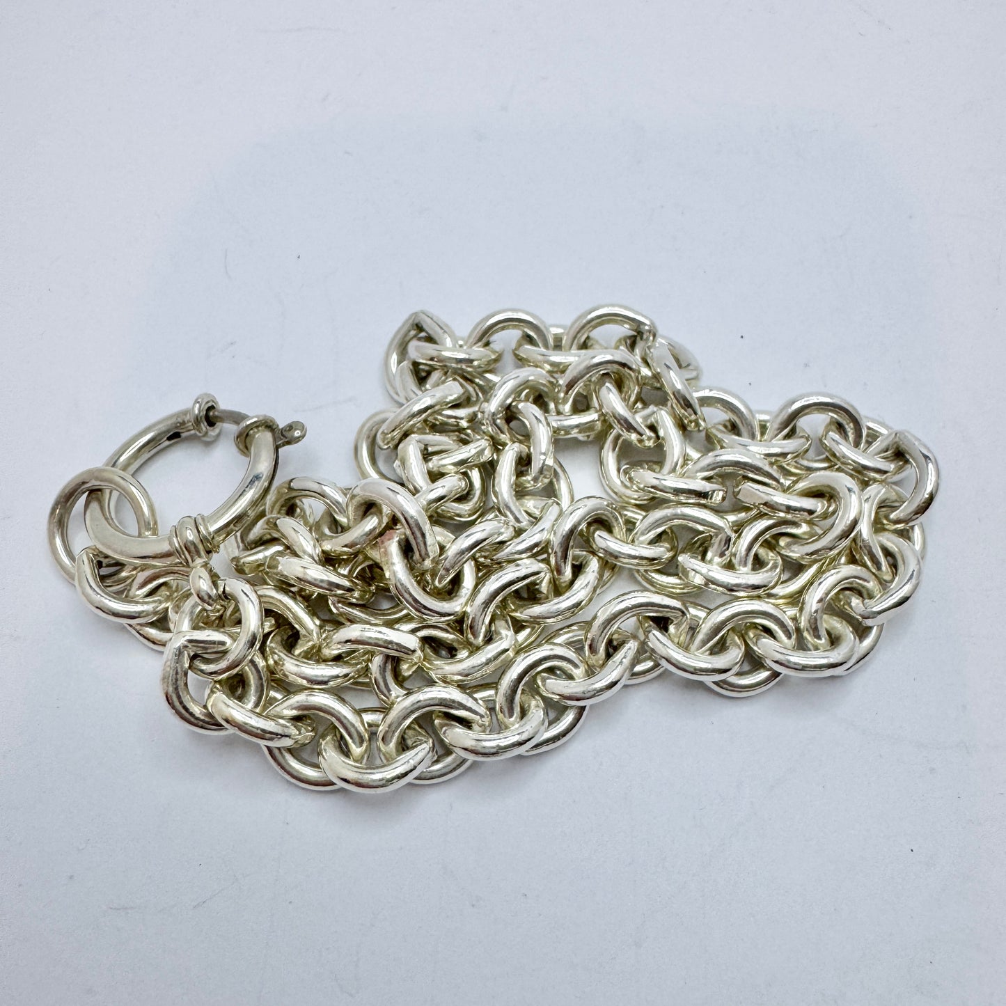 Chunky Vintage Sterling Silver 17" Watch Chain.