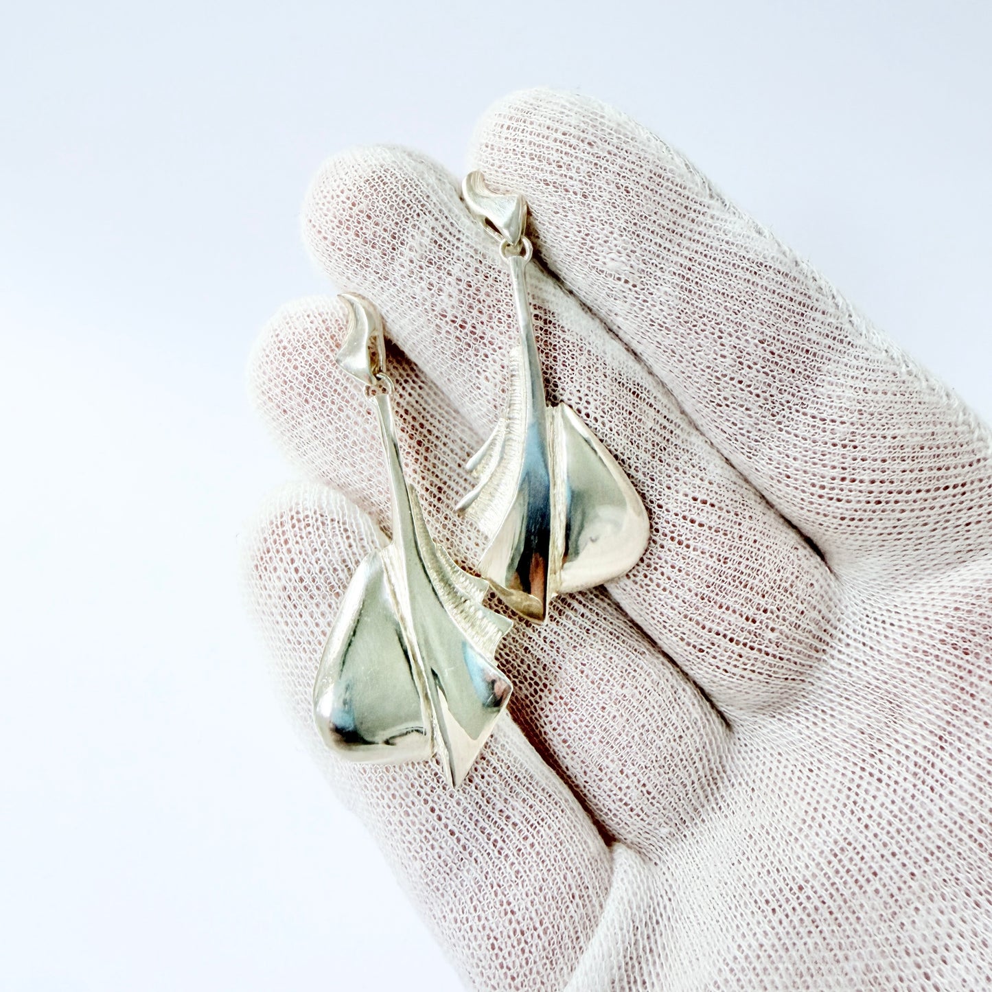 Alton, Sweden. Large Vintage ca 1980s Sterling Silver Earrings.
