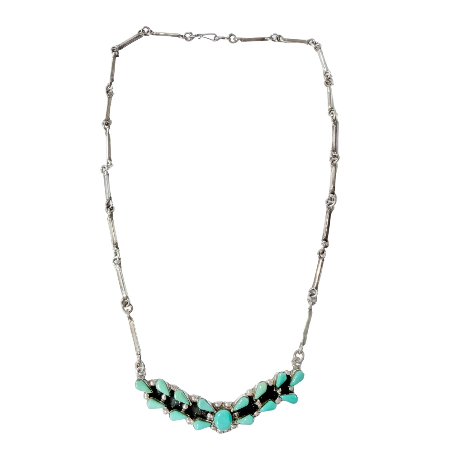 Los Ballesteros, Mexico. Vintage Sterling Silver Turquoise Necklace