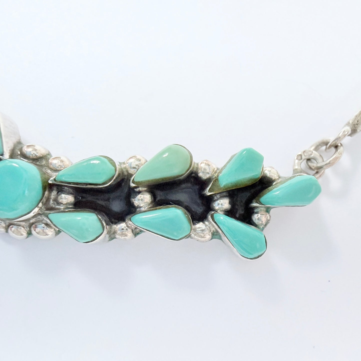 Los Ballesteros, Mexico. Vintage Sterling Silver Turquoise Necklace