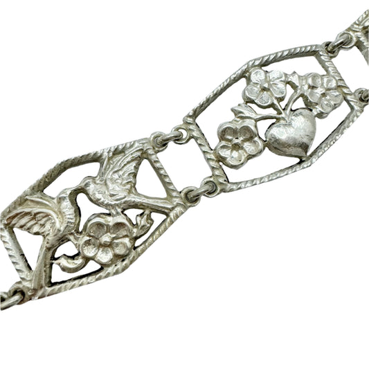 Klagenfurt, Austria. Vintage c 1940-50s. Solid Silver Love Bracelet.