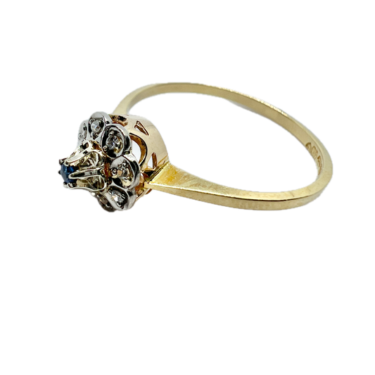 BCK, Finland. Vintage 18k Diamond Sapphire Ring.