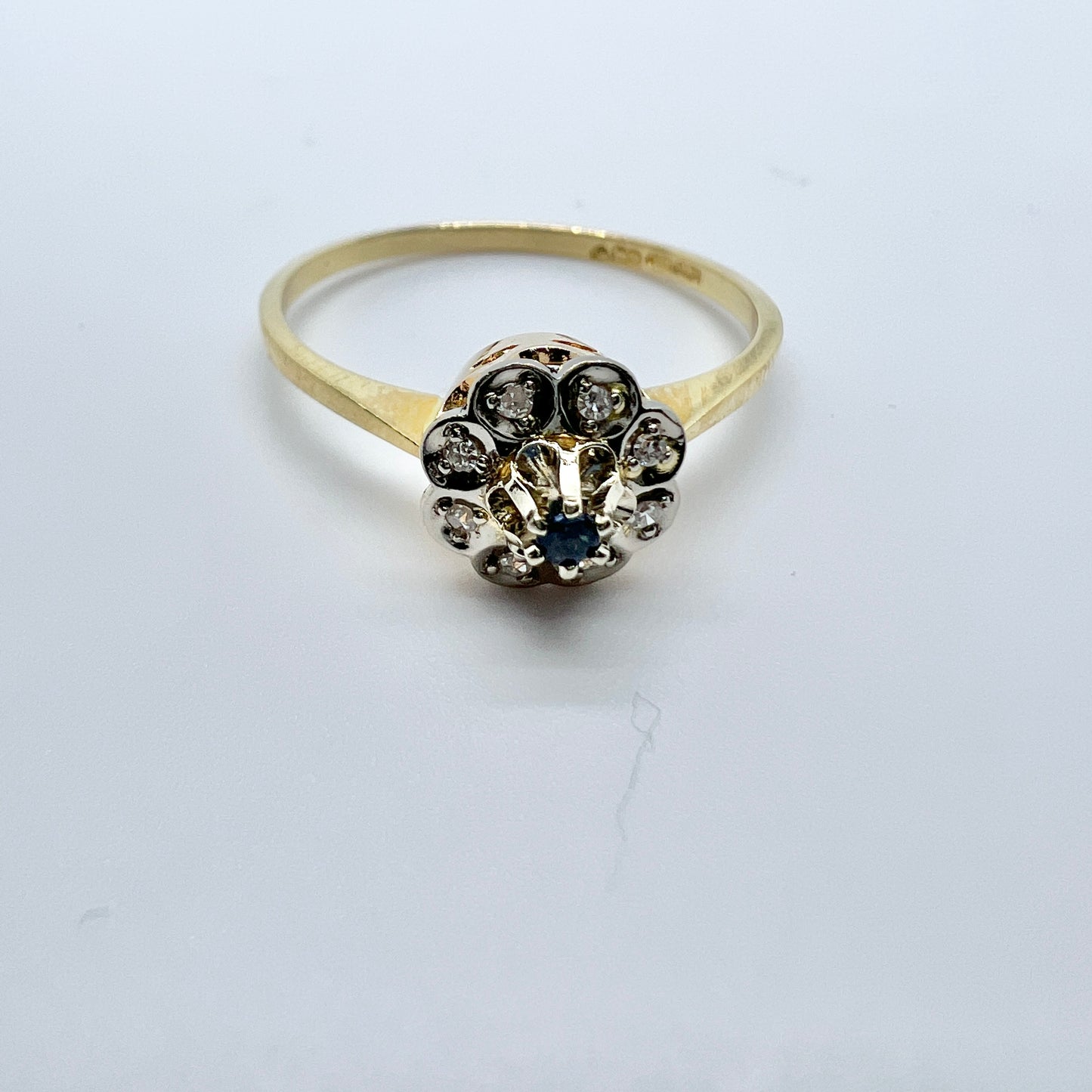 BCK, Finland. Vintage 18k Diamond Sapphire Ring.