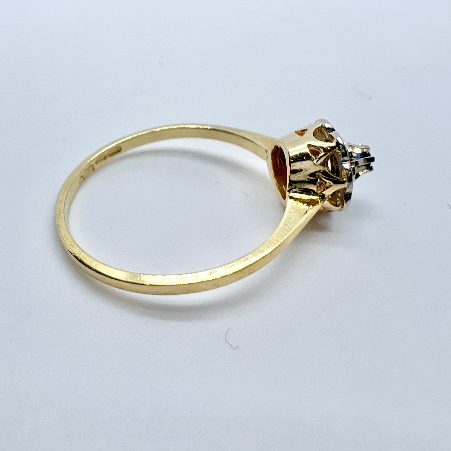 BCK, Finland. Vintage 18k Diamond Sapphire Ring.