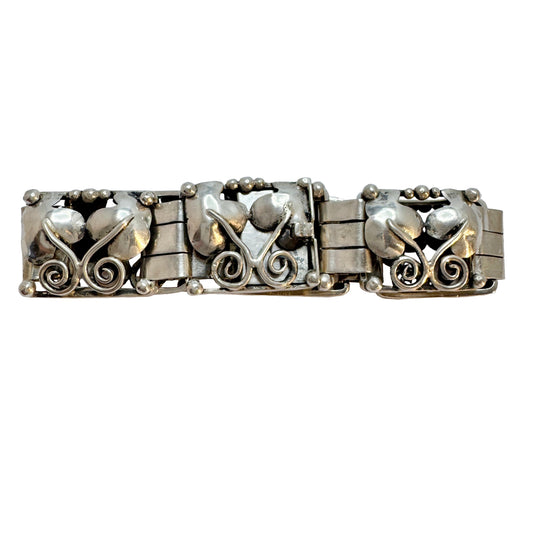 B. Hornung Guldbrandsen, Denmark 1950s. Vintage Solid Silver Bracelet.