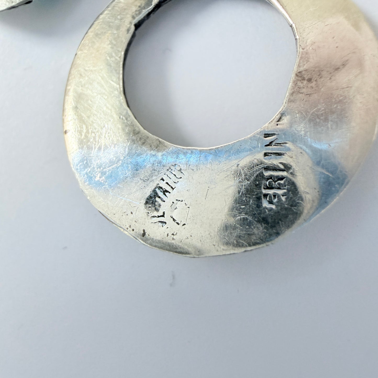 Los Ballesteros, Mexico. Vintage Sterling Silver Turquoise Earrings + Pendant.