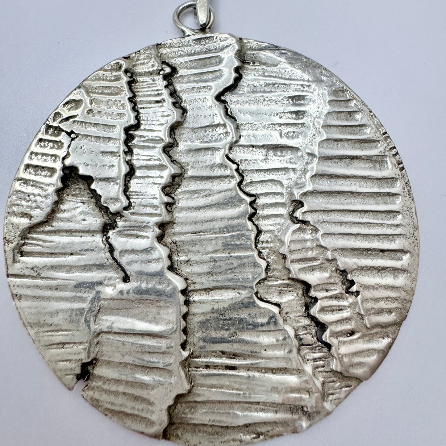 Kaplan, Sweden year 1970. Large Vintage Sterling Silver Pendant Necklace.