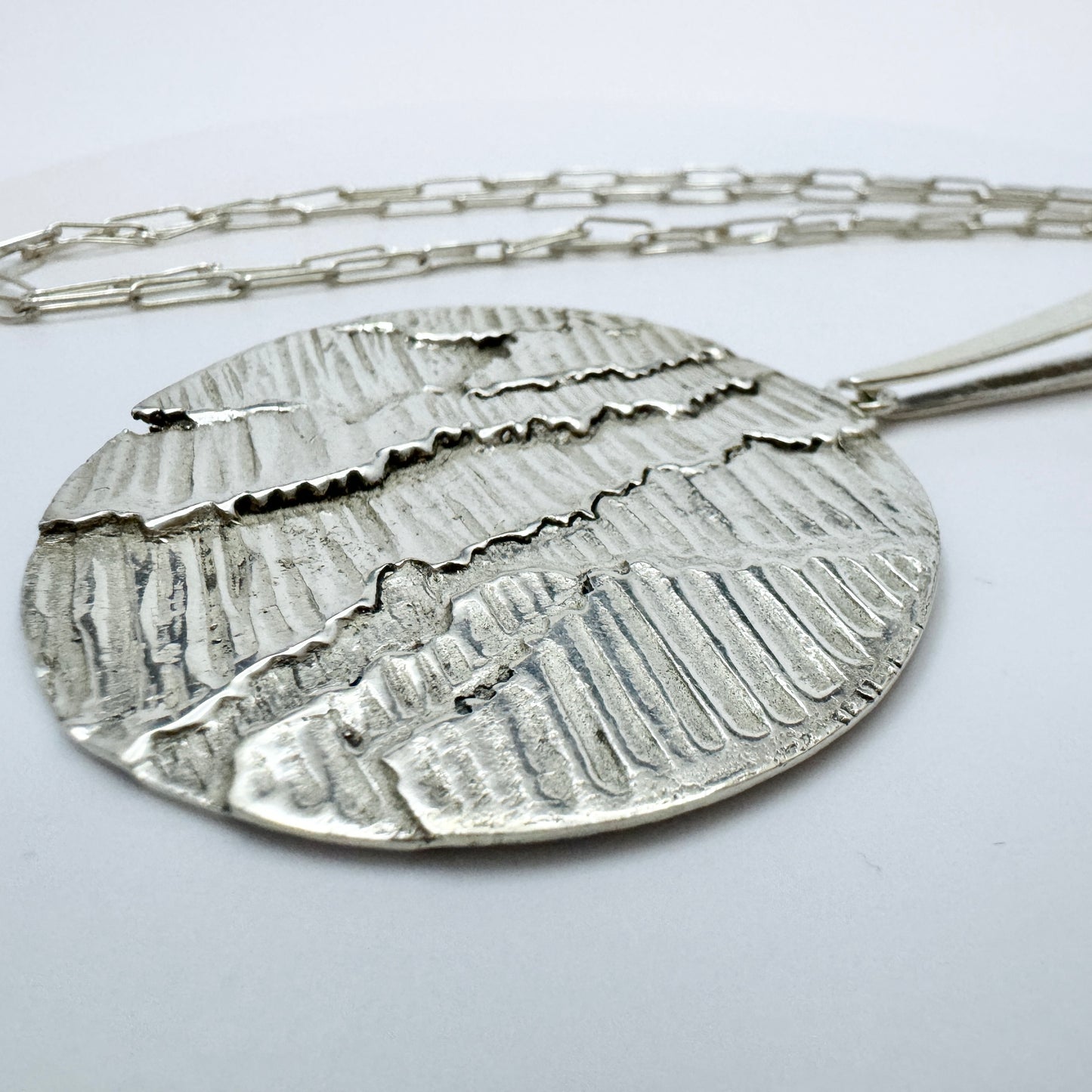 Kaplan, Sweden year 1970. Large Vintage Sterling Silver Pendant Necklace.