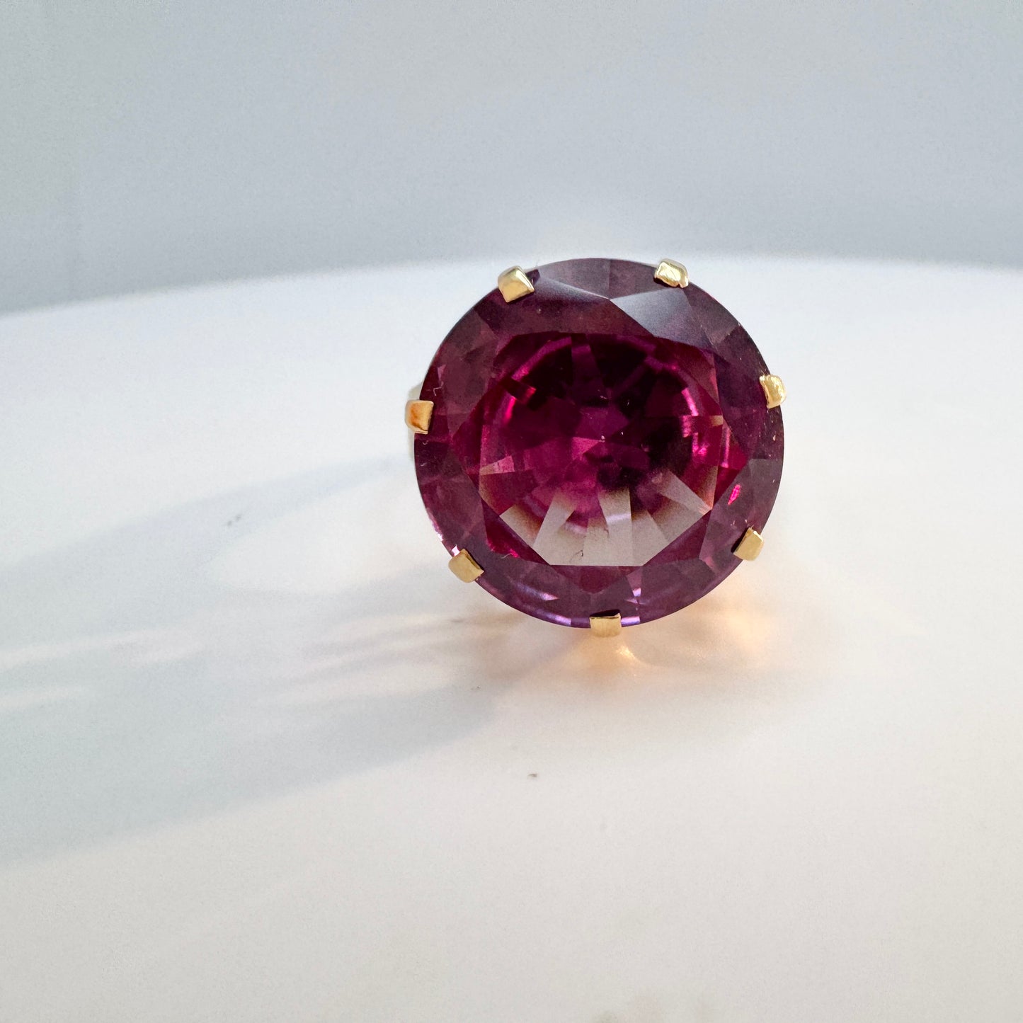 Vintage 1950-60s. 18k Gold Synthetic Sapphire Cocktail Ring.