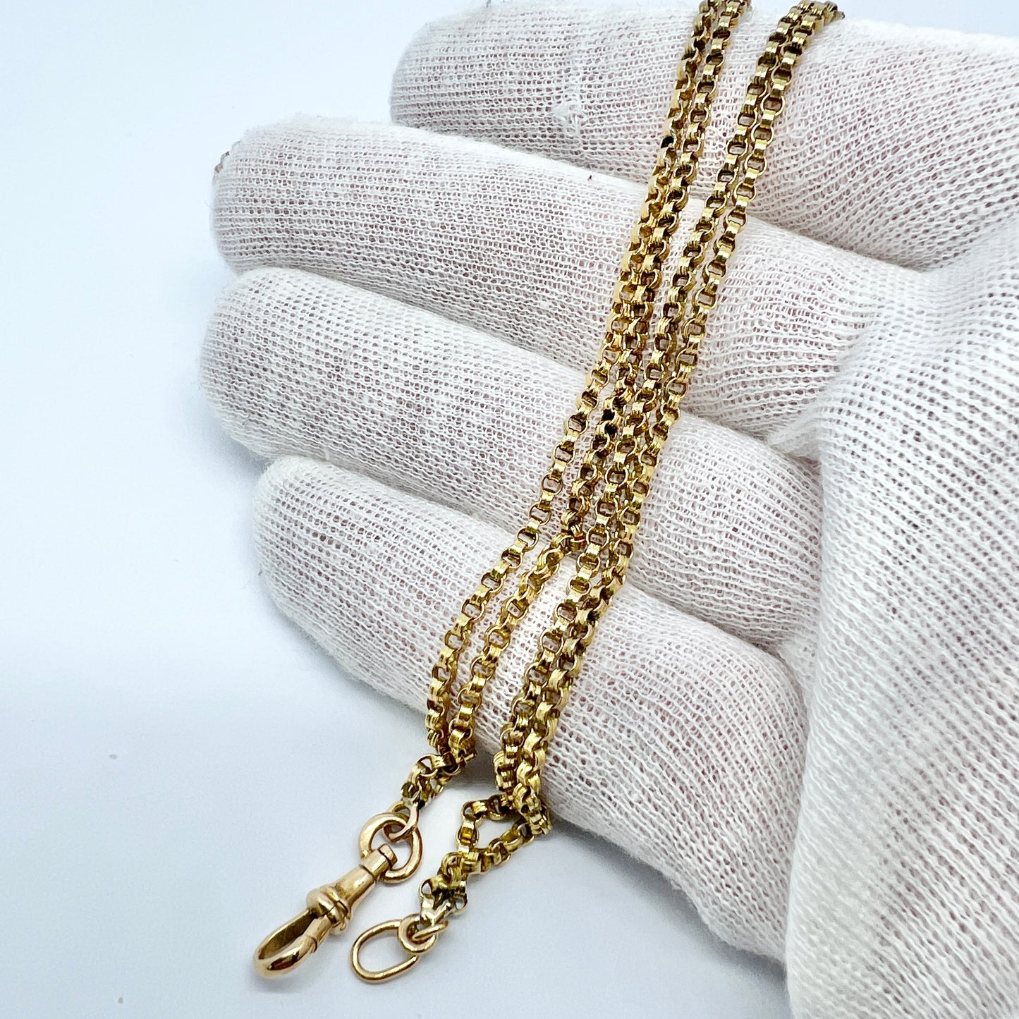 Sweden early 1900s. Antique 18k Gold Two Strand Watch Chain i Perfect Necklace Length.