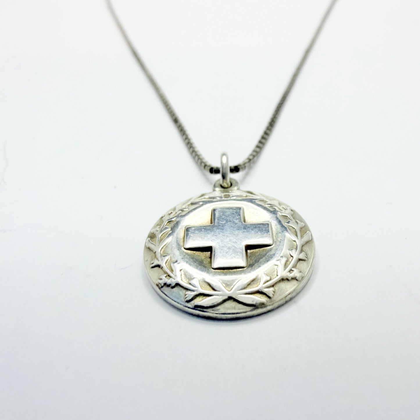 Sporrong, Sweden 1979. Vintage Solid Silver Nurse Pendant Necklace.