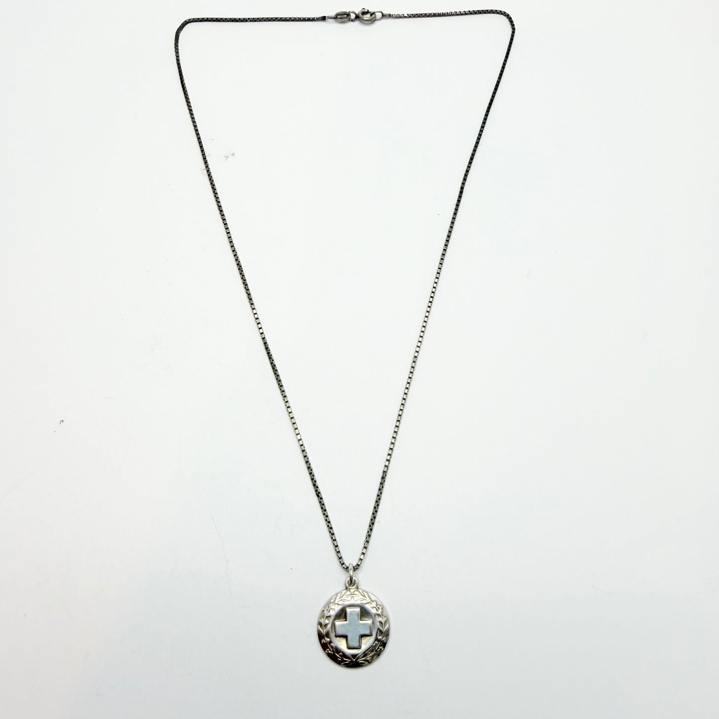 Sporrong, Sweden 1979. Vintage Solid Silver Nurse Pendant Necklace.