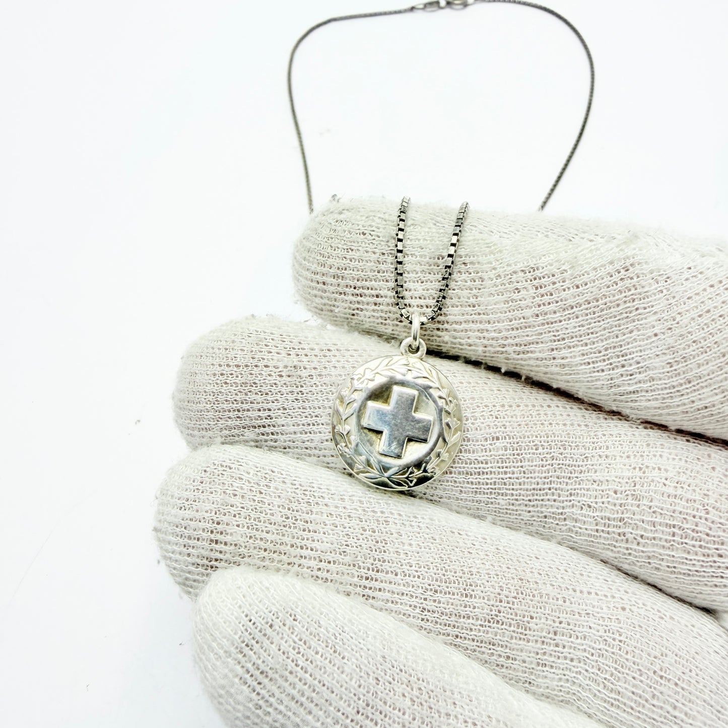 Sporrong, Sweden 1979. Vintage Solid Silver Nurse Pendant Necklace.