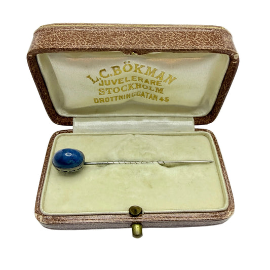 Antique Solid Silver Agate Pin. Boxed.