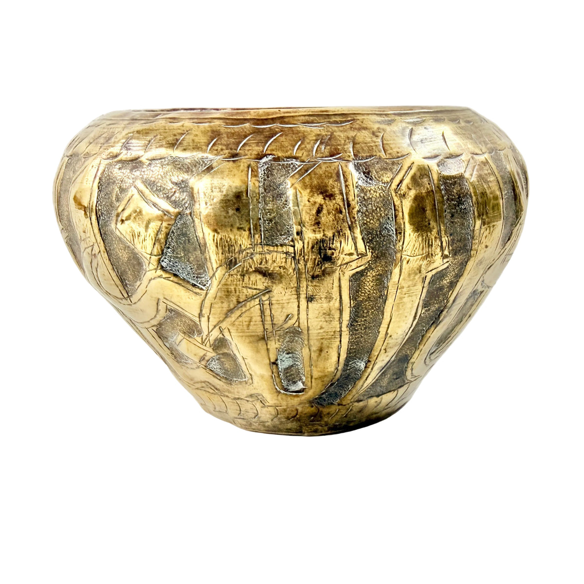 Antique Hammered Brass Bowl / Planter.