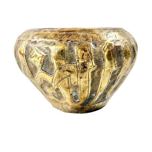 Antique Hammered Brass Bowl / Planter.