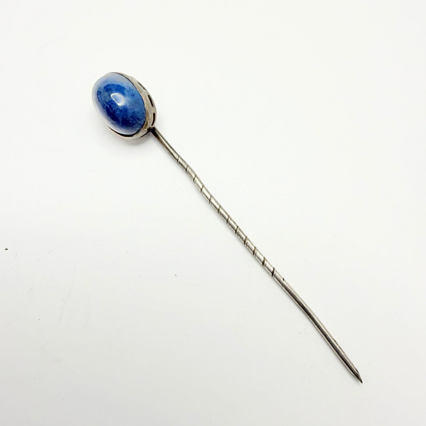 Antique Solid Silver Agate Pin. Boxed.