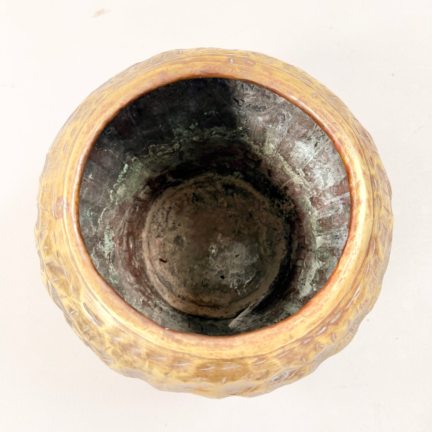 Antique Hammered Brass Bowl / Planter.