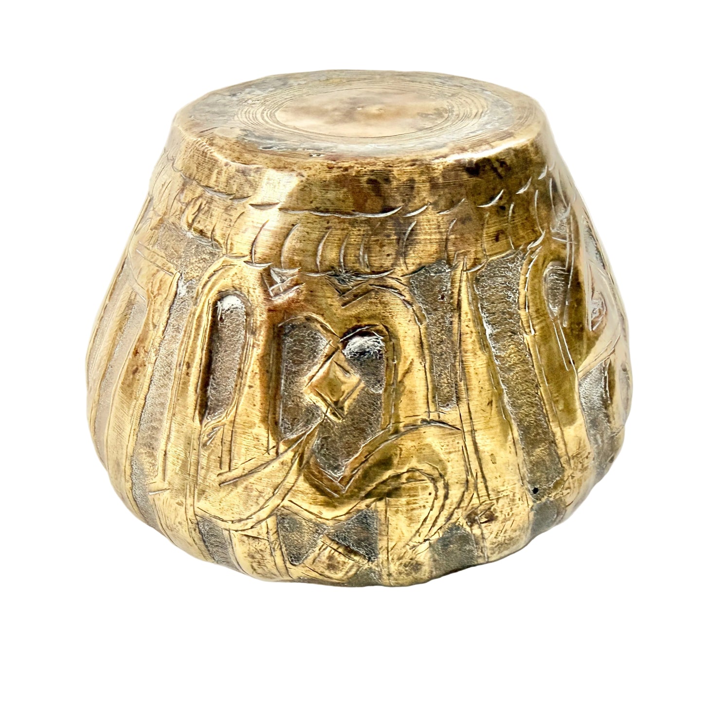 Antique Hammered Brass Bowl / Planter.