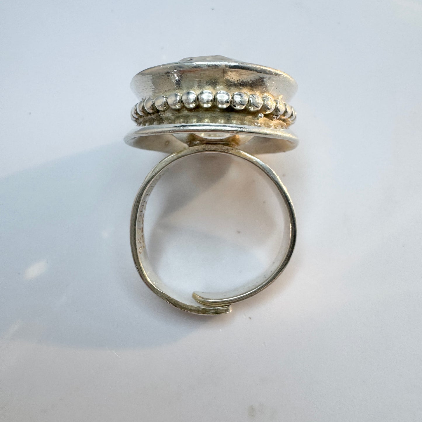 Alton, Sweden 1974. Bold Vintage Sterling Silver Rock Crystal Ring.