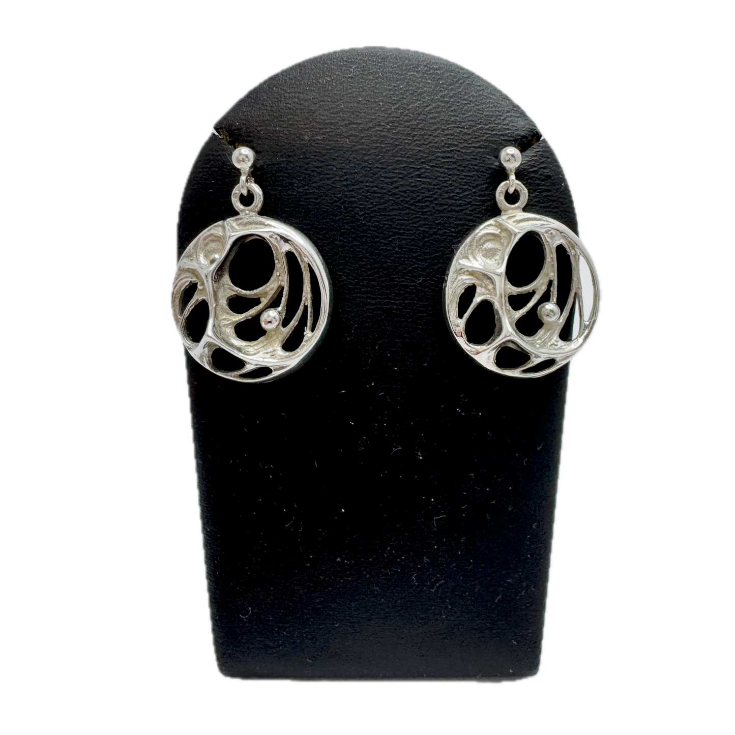 Sten & Laine, Finland mid 1970s. Vintage Sterling Silver Spider Web Earrings.