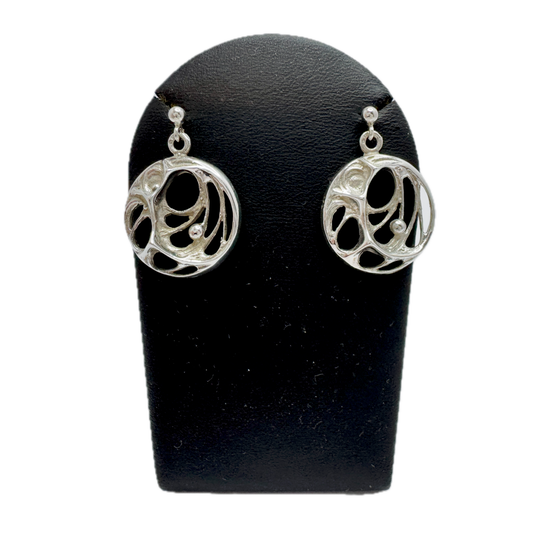 Sten & Laine, Finland mid 1970s. Vintage Sterling Silver Spider Web Earrings.