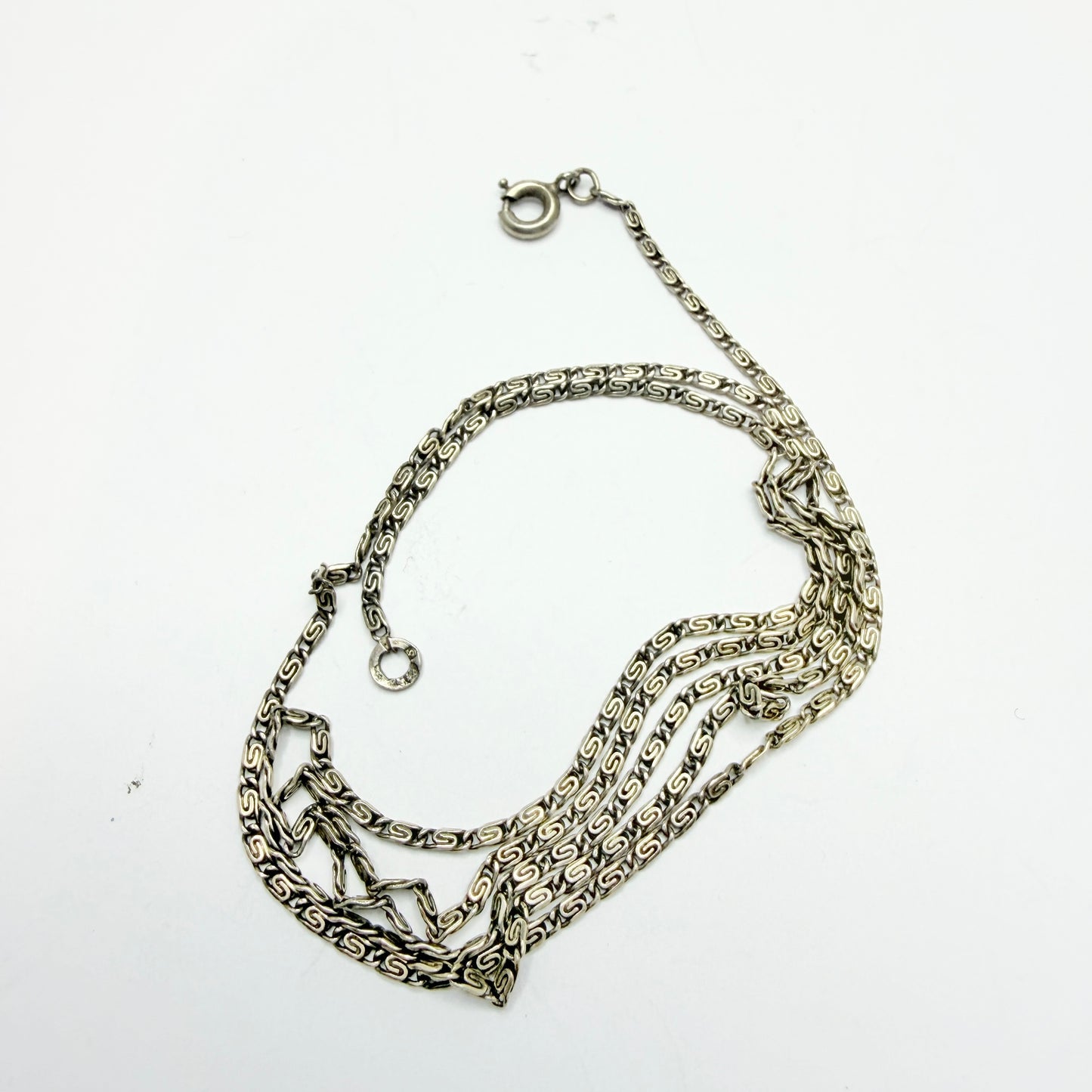 France ca 1930-40s. Vintage Solid Silver 60cm Chain Necklace.