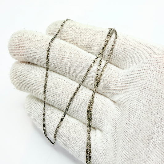 France ca 1930-40s. Vintage Solid Silver 60cm Chain Necklace.