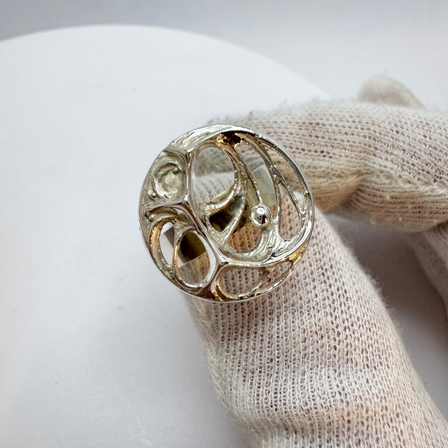 Sten & Laine Finland 1974. Vintage Sterling Silver Spider Web Ring.