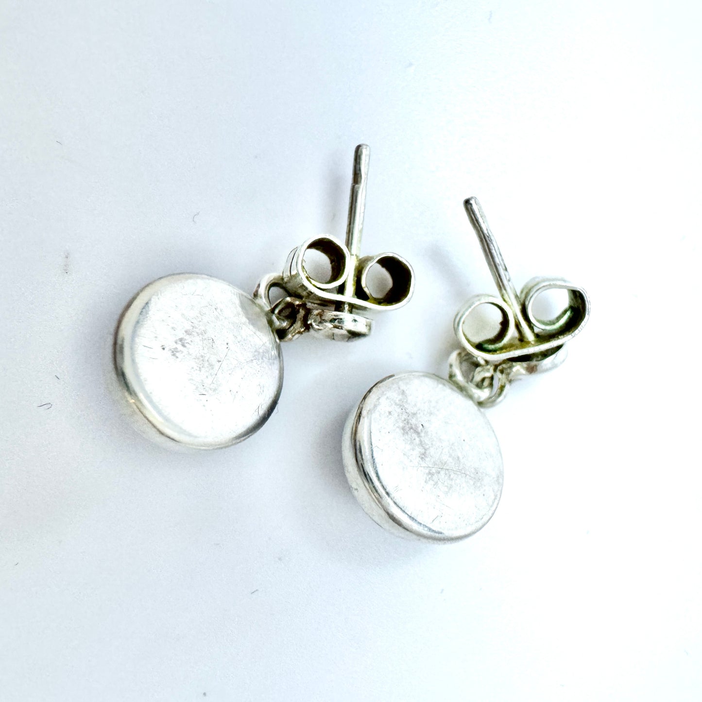 Victor Janson, Sweden c 1960s. Vintage Solid Silver Bergslagen-stone Earrings.