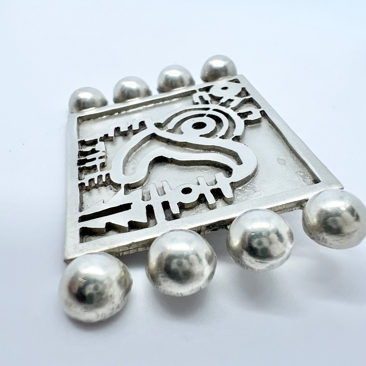 Taxco, Mexico c 1930s. Sterling 980 Silver Brooch.